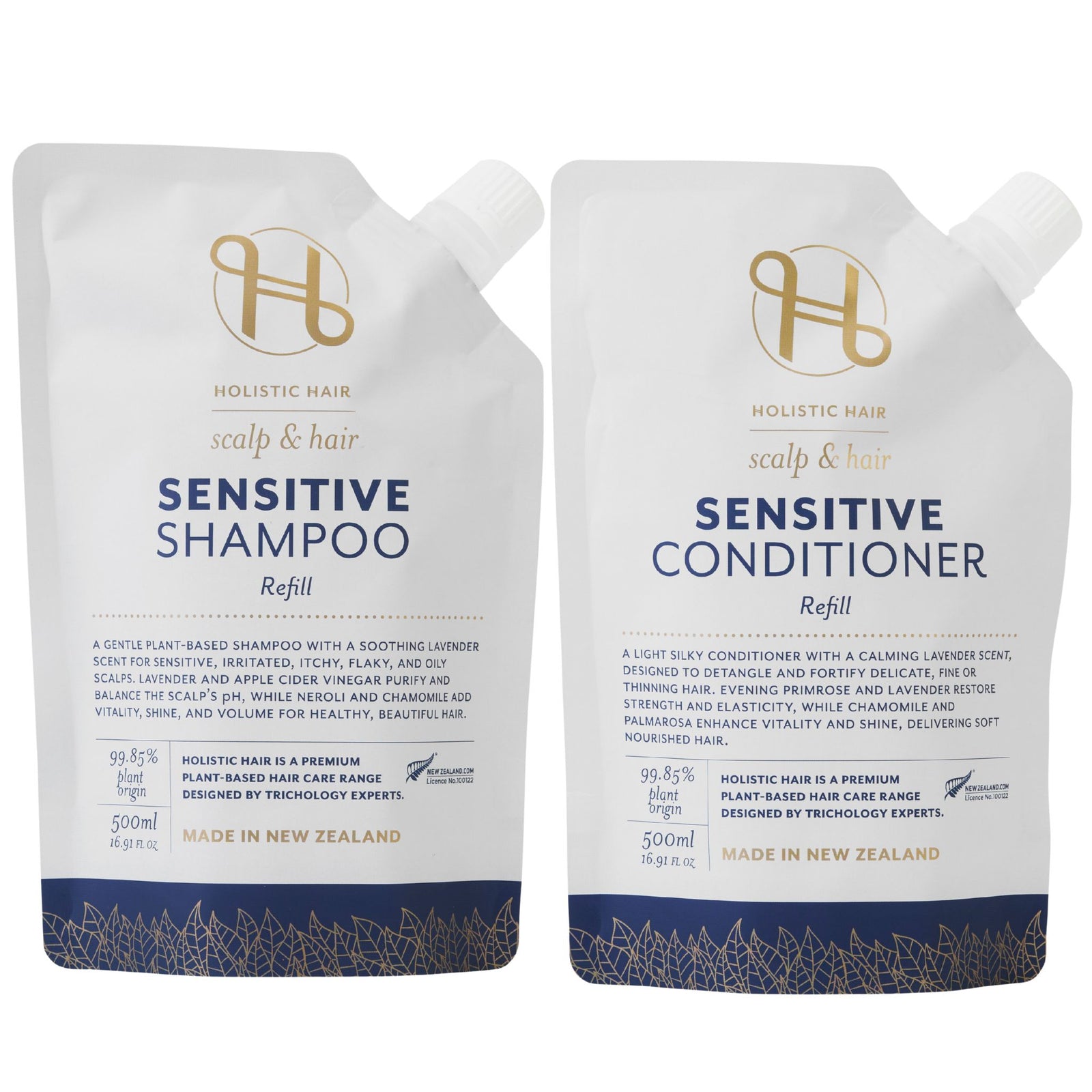 Sensitive Shampoo and Conditioner Refill Pouch Set 500ML , , Holistic Hair® , SSCRefillPouchSet