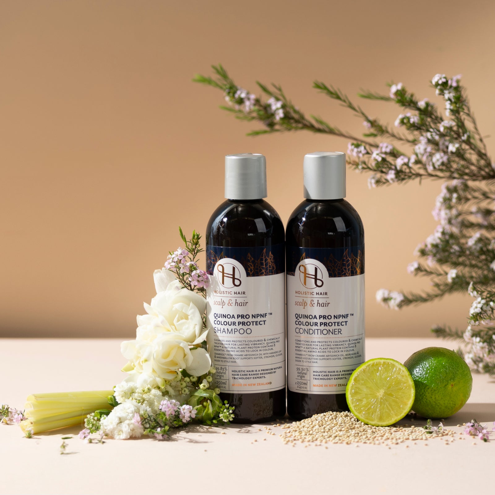 Award-winning haircare duo with Quinoa protein and botanical oils to enhance colour retention, elasticity, and shine.