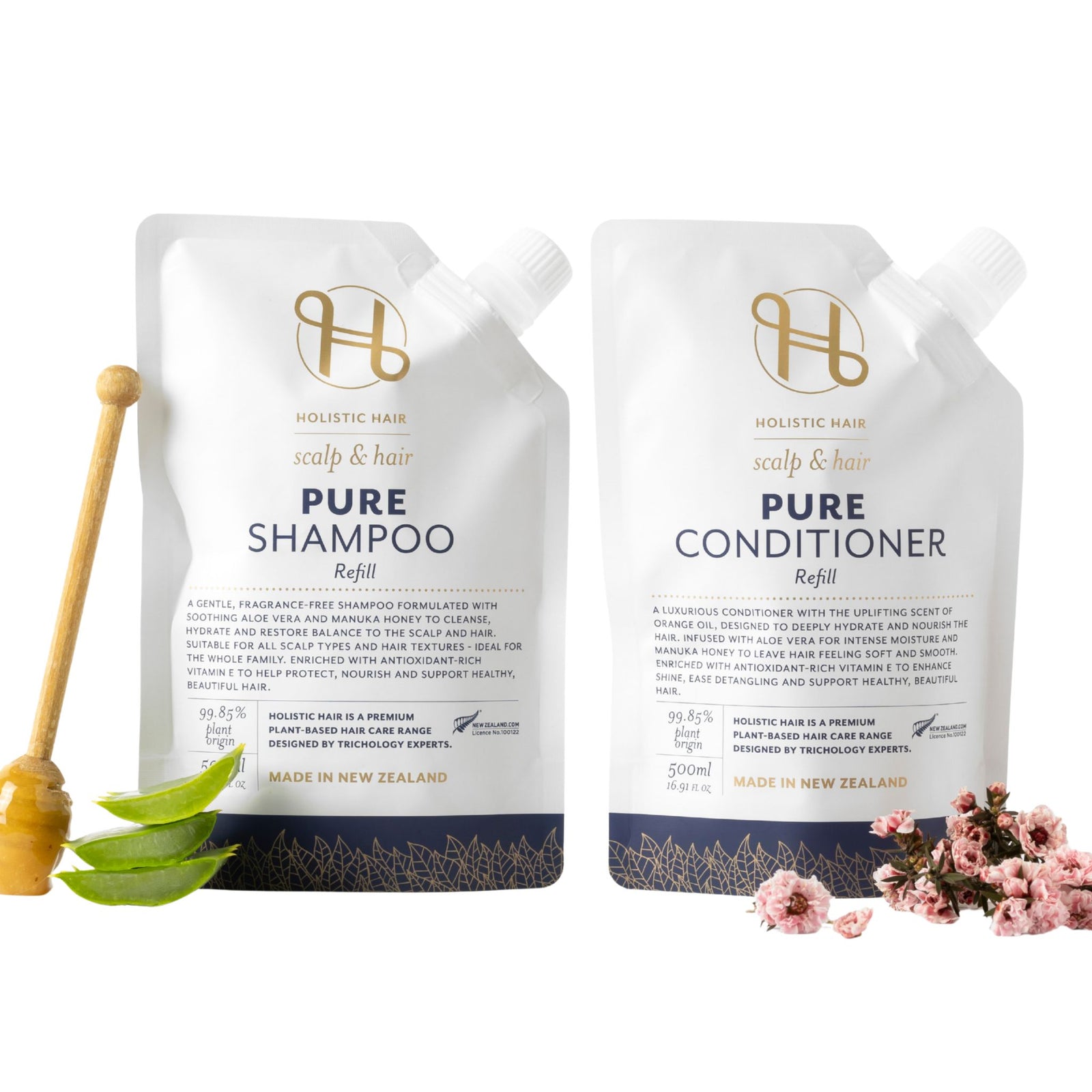 Pure Shampoo and Conditioner Refill Pouch Set 500ML , Shampoo & Conditioner Set , Holistic Hair® , PSCRefillPouchSet