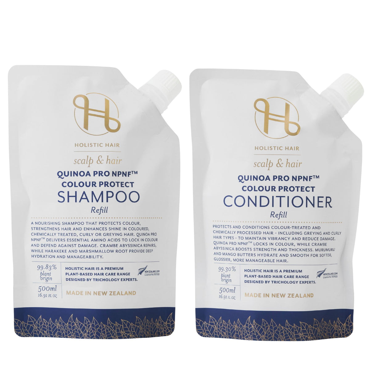 Quinoa Pro NPNF™ Colour Protect Shampoo and Conditioner Refill Pouch Set 500ML , Shampoo &amp; Conditioner Set , Holistic Hair® , QuinoaProNPNF_ColourProtectShampooandConditionerRefillPouchSet500ML